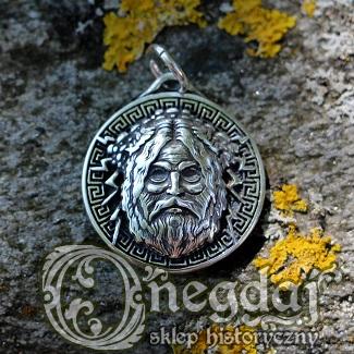 Zeus - grecki bóg. Medalion, srebro pr. 925