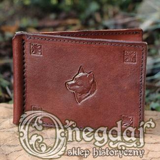 Wilk - skórzany portfel, rękodzieło